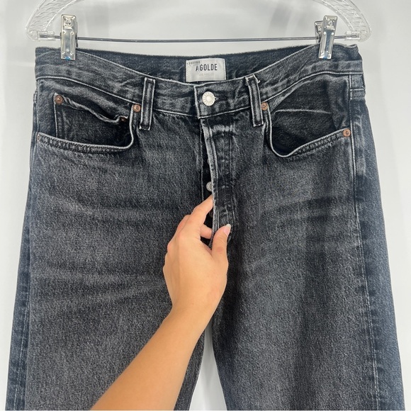 AGOLDE Kelly Black Straight Leg High Waist Classic Designer Denim Jeans 29 - Picture 4 of 10